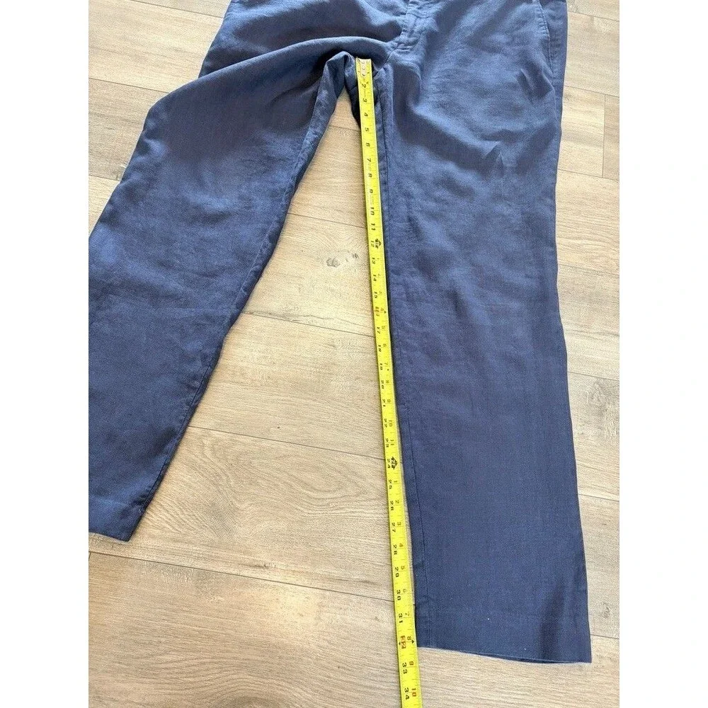 Lauren Ralph Lauren Mens 38X32 Navy Blue 100% Linen Dress Pants Trousers